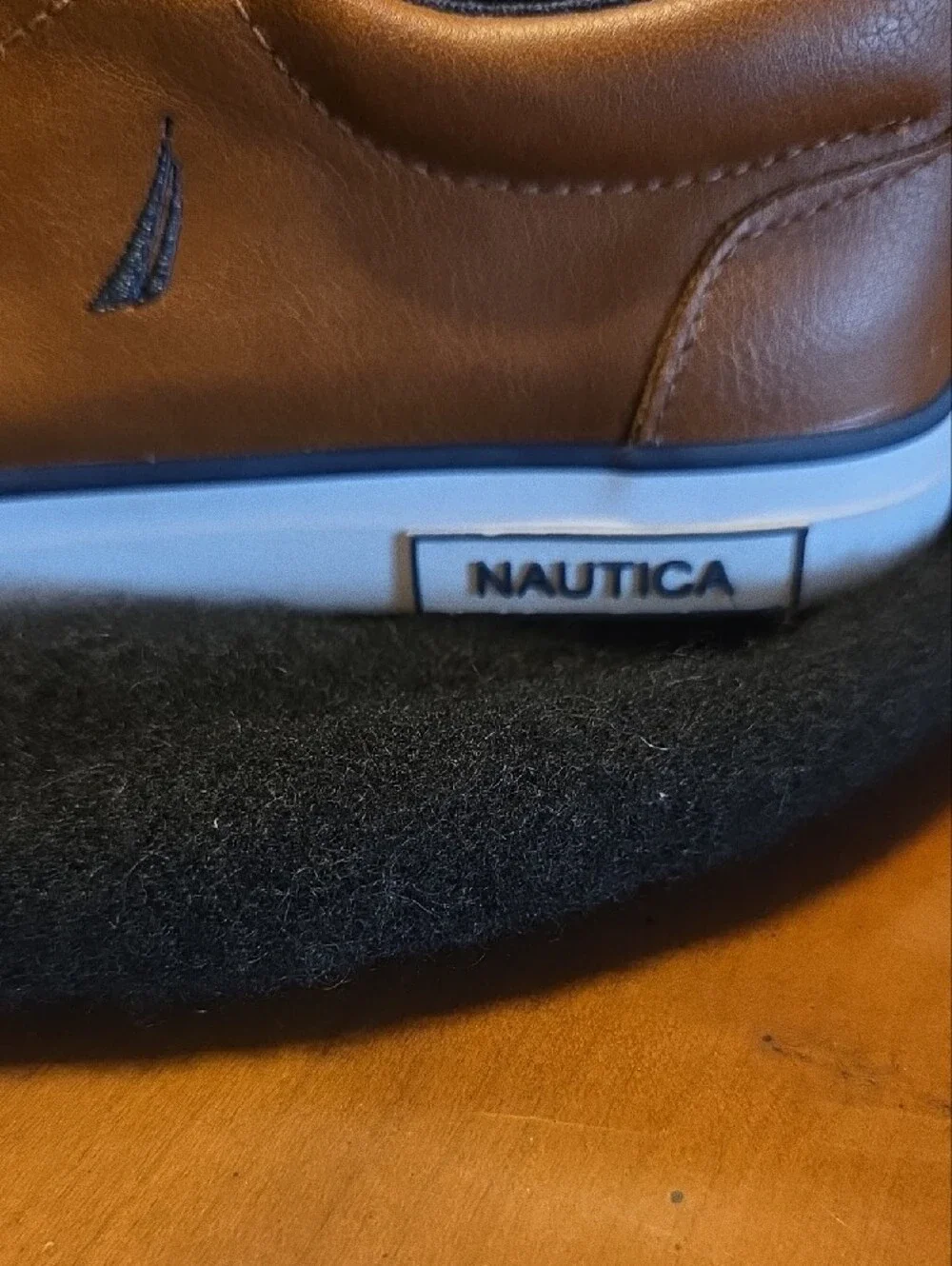 Nautica Boys Brown Tan Leather-Style Lace-Up Boat Sneakers